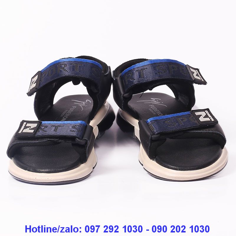 Giày sandal có quai 4063 đen sọc xanh dương